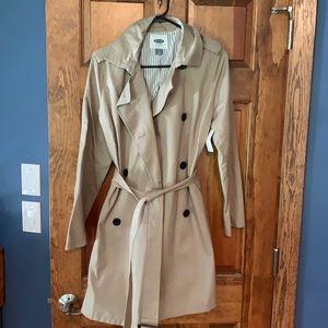 Tan Old Navy Trench Coat. Small.